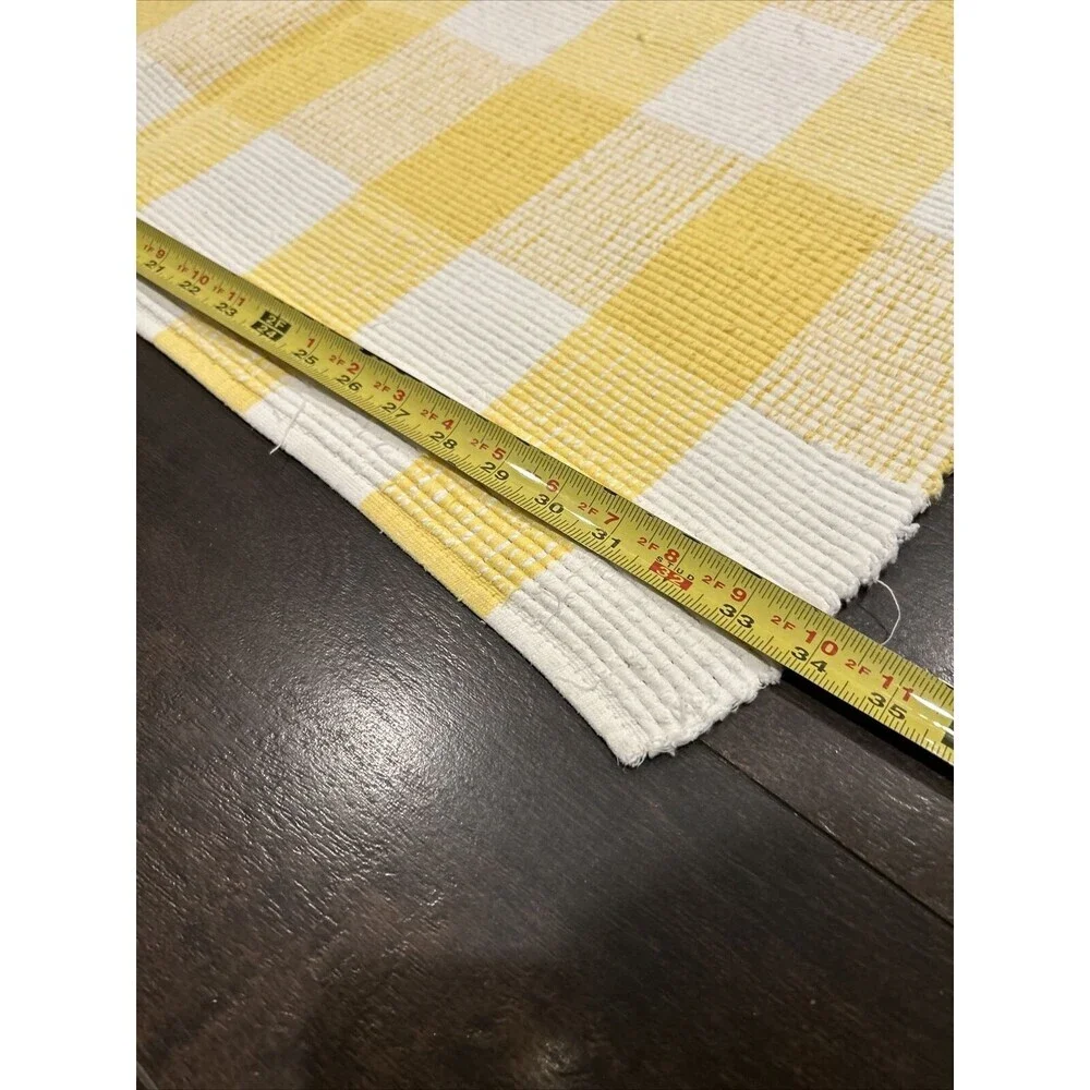 Crate and Barrel plaid farmhouse Yellow White 60 x 34